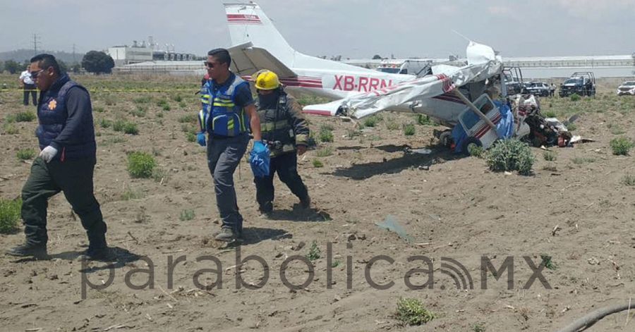 Cae avioneta en terreno de Huejotzingo