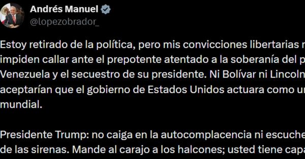Reaparece AMLO tras ataque a Venezuela: llama a Trump a no caer en la autocomplacencia