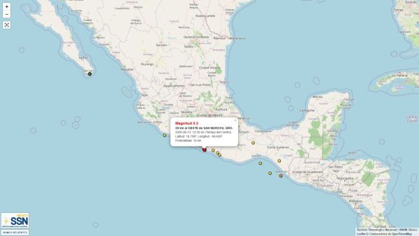 Sacude sismo las costas de Guerrero y Oaxaca