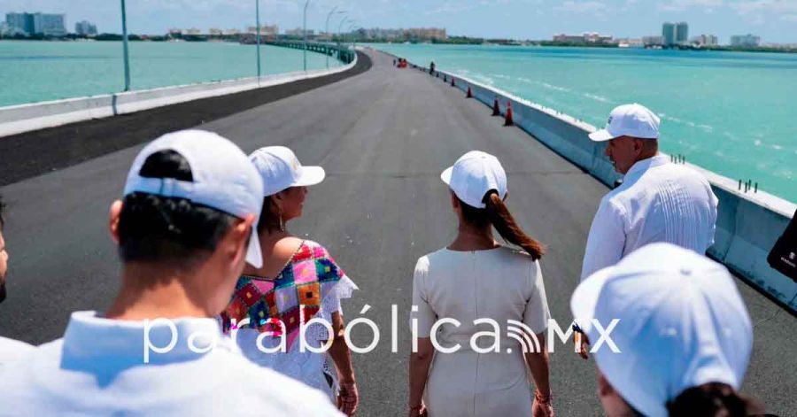 Supervisa Sheinbaum el puente Nichupt&eacute; en Quintana Roo