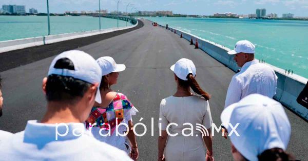 Supervisa Sheinbaum el puente Nichupt&eacute; en Quintana Roo