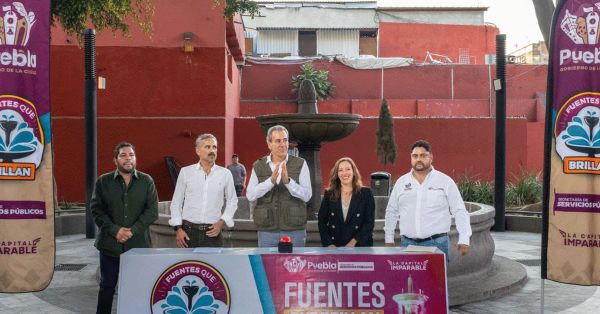 Inaugura Pepe Chedraui mantenimiento de fuente en Parque Gutierre de Cetina