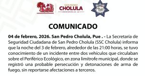 Brindo SSC Cholula apoyo y coordinaci&oacute;n tras persecuci&oacute;n en Perif&eacute;rico Ecol&oacute;gico