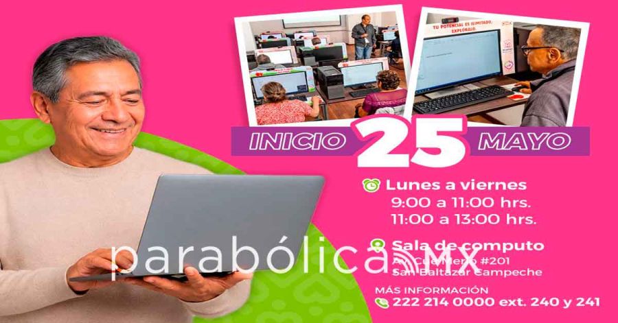 Anuncia DIF Puebla Capital nuevas fechas para Talleres de Computaci&oacute;n para adultos mayores