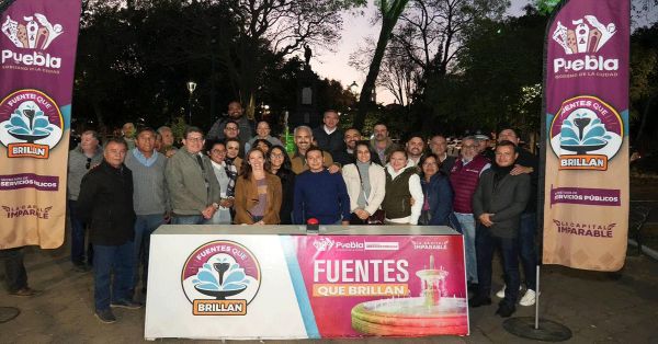 Inaugura Gobierno de Pepe Chedraui mantenimiento de fuentes en el parque de San Jos&eacute;