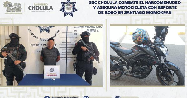 Recupera SSC Cholula motocicleta con reporte de robo en Santiago Momoxpan