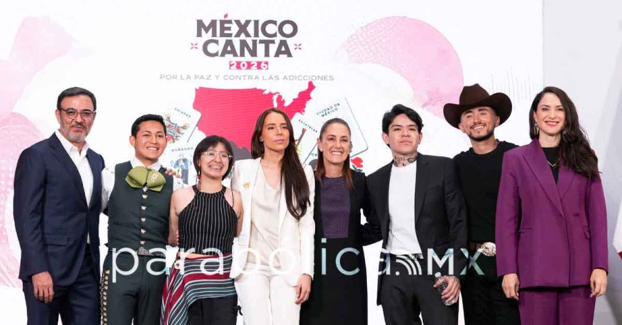 Presentan Sheinbaum, Majo Aguilar y Junior H segunda edici&oacute;n del concurso M&eacute;xico Canta
